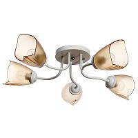 Люстра потолочная пятирожковая Е27 Белый-коричневый картинка 